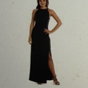 Beautiful Long Black Gown from Chap's.  Size 14, Sequins at neckline, slit skirt